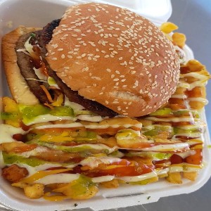 BEEF BURGER and Fries